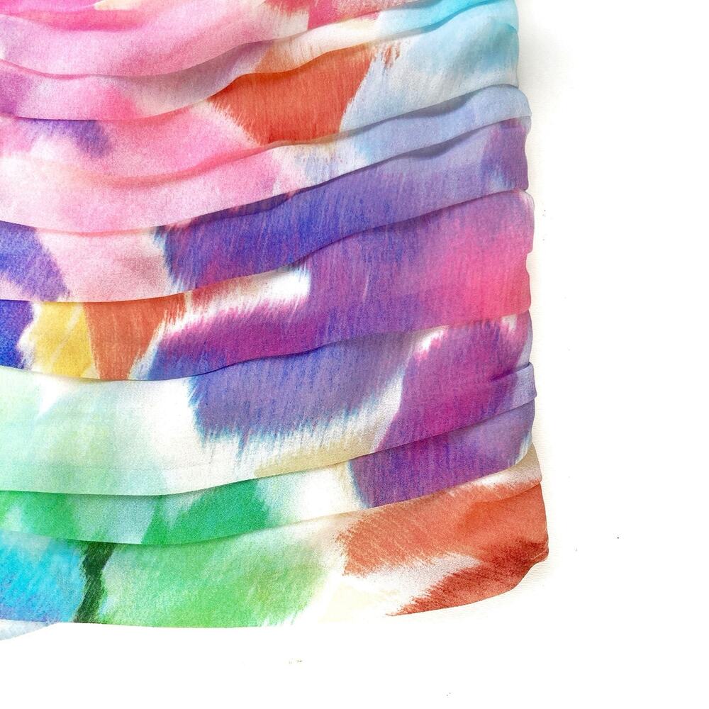 Zara Watercolor Ruffle Mini Skirt Y2K Pastel Floral Bodycon Summer Vacation NEW - Picture 14 of 15
